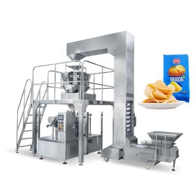 China Food Premade Pouch Nitrogen Packing Machine Automatic Rotary Potato Chips Packaging Line for sale