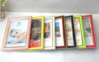 China 6inch High glossy with gold foil edge PVC plastic photo frame 7color avaiable for sale