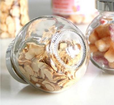 China Glass storage jar with electroplating acrylie lid top Food Grade Glass Candy Jars small glass jar for sale