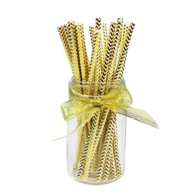 China Gold foil pattern FDA Certificate Biodegradable Paper Straws Food-grade Recyclable Printed Eco-friendly Paper Straws for sale