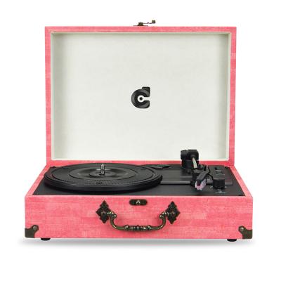 China Suitcase Portable Antique Phonograph Brass Phonograph For Record Player Vinyl Turntable Record Phonograph With 3-Speed ​​Fm Belt Driven Radio for sale