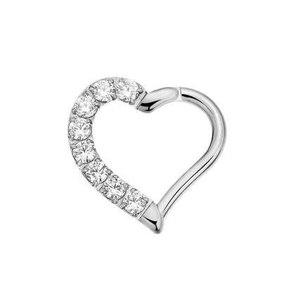 China 316L Stainless Steel Circle Hinged Segment Heart Clicker Nose Ring Body Piercing Nose Jewelry for sale