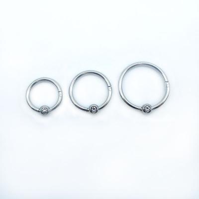 China Hiphop Body Jewelry Circle Shape Rhinestone Segment Hinged Nose Rings for sale