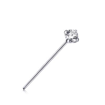 China Piercing Factory Wholesales Titanium CZ Fork Set Implant 19mm Grade G23 Nose Pins Nose Studs for sale