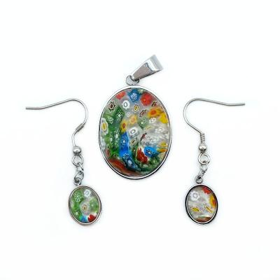 China TRENDY Flower Glass Earrings Fashion New Arrival Pendant Jewelry Set for sale