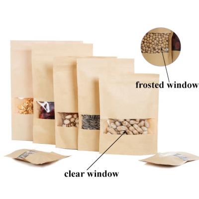 China Recycled Materials Recycle Stand Up Pouch Zip Lock Kraft Paper Bag Food Packaging Bag for sale