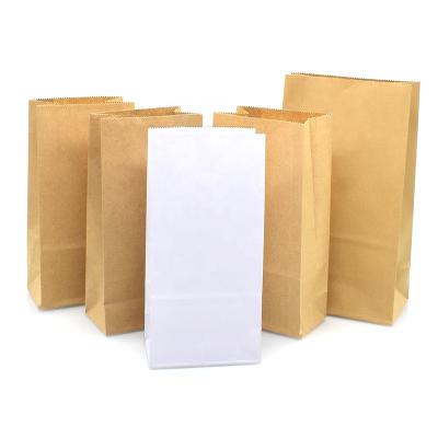 China Colorful White Brown Biodegradable Kraft Paper Bags for Fruit Vegetable Popcorn Coffee Bread Quick Take Out Food Paper Storage Bags for sale