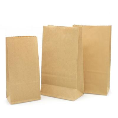 China Recycled Materials Recycled Durable Kraft Paper Grain Bread Candy Bags Wholesales Brown Takeout Bag for sale