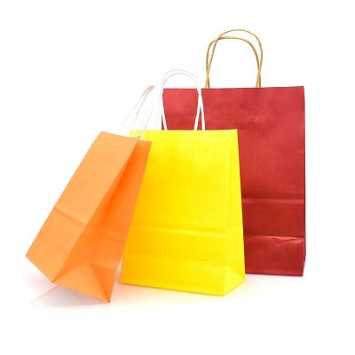 China Biodegradable Colored Paper Take Out Bags Recycled Food Storage Bags With Handle For Shopping for sale