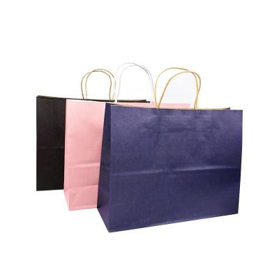 China Wholesale Customized Biodegradable Black Brown Color Shopping Bag Kraft Paper Bag With Handle Eco-friendly Paper Bag for sale