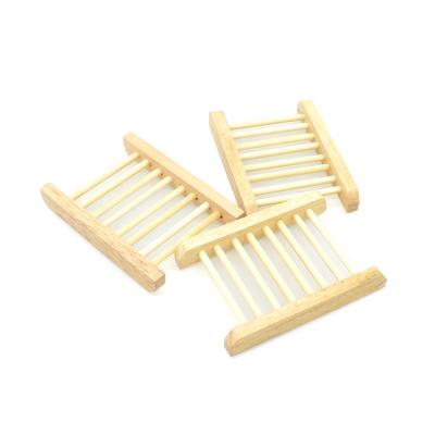 China Rustic Portable Wooden Bathroom Shelf Bamboo Wooden Soap Ladder Soap Dish Holder With Engraved Logo for sale