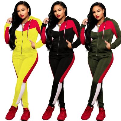 China Fashion Breathable New Design Winter Wholesale Casual Zipper Front Drawstring Women 2 Pieces Set Hoodies for sale