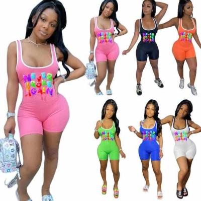 China QUICK DRY Women One Piece Set Overalls Summer 2021 New Arrivals Shorts Sets Rompers Jumpsuits Clothing for sale