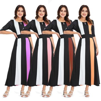 China Polyester women fall muslim clothing fashion 2021slim contrast dress girl casual suit islam plus size for sale