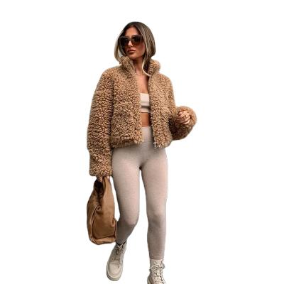 China 2021 New Fashion Viable Casual Coats For Women Short Plush Cardigan Coat Lambswool Jackets For Women Winter Warm Comfy Coat for sale