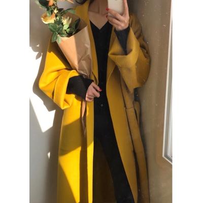 China 2021 winter women's long coat ladies' coat ladies Korean popular style woolen breathable thickening coat for women for sale