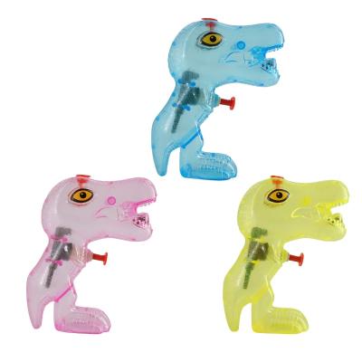 China Transparent Popular Cute Dino Spray Water Gun Toys Summer Promotional Candy Toys Dinosaur Shape Dino Spray Water Gun With Candy for sale