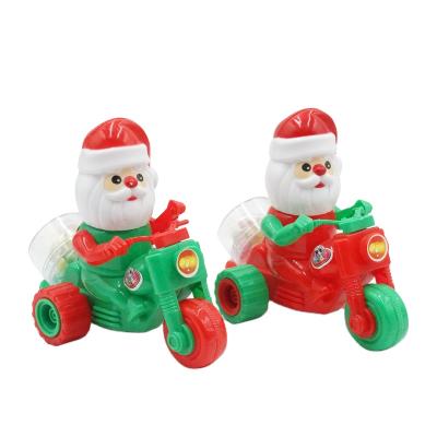 China Cartoon Toys Christmas Pull Out Santa Motorcycle Car Candy Toy With Compress Candy for sale