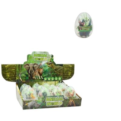 China Cartoon Toys Promotional Cheap Plastic Mix Designs Models Wildlife Wild Animal World Kids Surprise Candy Eggs Toy for sale