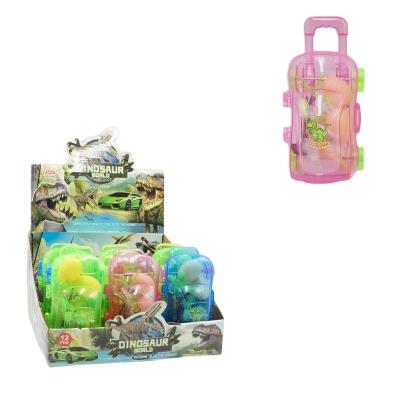 China Cartoon Toys Small Shape Plastic Neon Transparent Luggage Car Dinosaur Candy Toy For Boys for sale