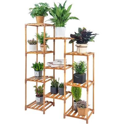 China Modern Bamboo Plant Stand For Indoor Plants Multi Shelf Indoor Outdoor Flower Stand for sale