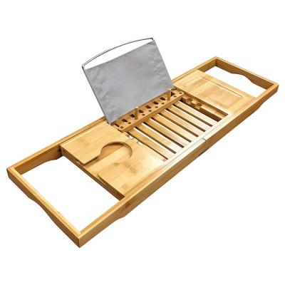 China Viable Custom Logo Wooden Bamboo Luxury Bathtub Tray for your Book, Tablet or Smartphone for sale