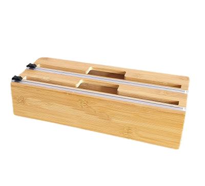 China Sustainable Bamboo Drawer Organizer, Wrap Aluminum Foil, Plastic And Wax Paper Dispenser For Buffet for sale