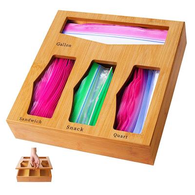 China Viable Bamboo Ziplock Bag Storage Organizer for Kitchen Drawer Ziploc Quart Sandwich Snack Variety Size Bags for sale