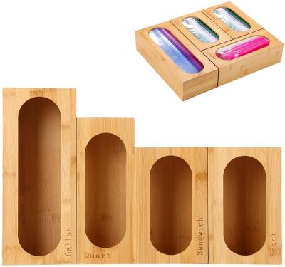 China Viable Custom Organizer 4 Ziplock Separate Baggie Bamboo Organizer Dispenser Bag Storage For Drawer for sale