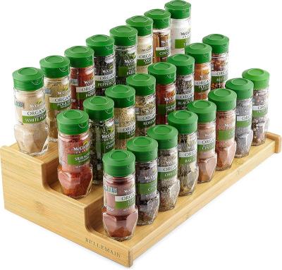 China Sustainable 3-Tier Bamboo Spice Rack Countertop Organizer Cabinet Shelf Space Saver for sale