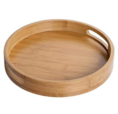 China Round Wooden Bamboo Bamboo Tray Tea and Coffee Table Tray Food Storage Platters Decorative Serving for Serving for sale