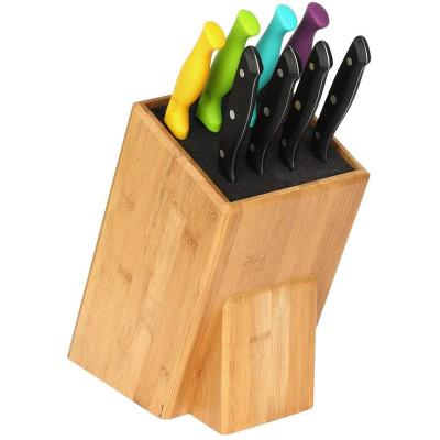 China Viable Custom Logo Universal Knife Block Storage Rack Bamboo Wooden Organizer for sale