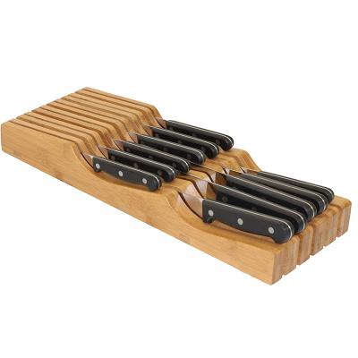 China Viable Custom Logo In-Drawer Bamboo Knife Holder Organizer for sale