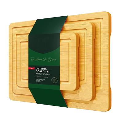 China Viable Wooden Cutting Board Set Bamboo Chopping Board with Juice Groove Kitchen Chopping Board for Meat and Cheese and Vegetab for sale