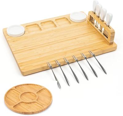 China Sustainable bamboo cheese board with cutlery set, cheese board, wooden cheese board set for sale