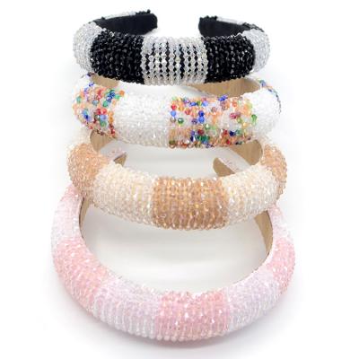 China 2020 Luxury Women Diamond Crystal Hairband Sponge Wide-Brimmed Luxury Headband for sale