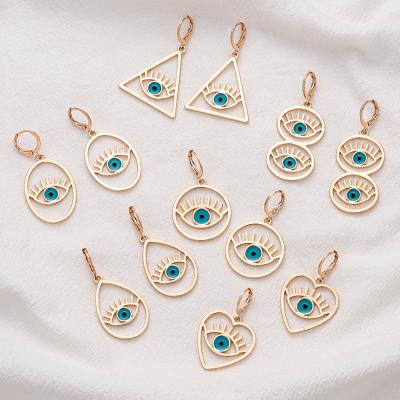 China TRENDY Amazon Alloy Earrings For Women Geometric Crystal Demon Eye Drop Earrings Party Jewelry Blue Eye Earrings for sale