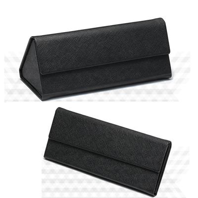 China Newest Folding Box X.21 Wholesale Triangle Folding Custom PU Box Logo Sunglasses Case for sale