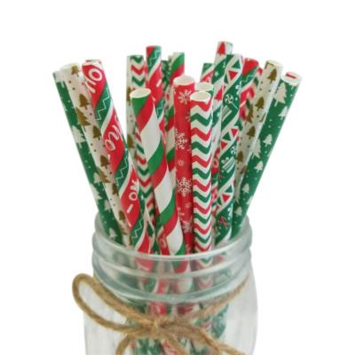 China Modern Disposable Biodegradable Series Straws Creative Christmas Party Props Banquet Drink Paper Straws for sale