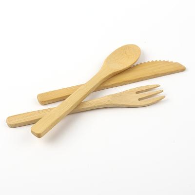 Cina Sustainable Bamboo Cutlery Set Portable Fruit Fork Disposable Cutlery Set Plastic Spoon in vendita