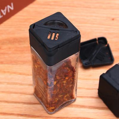 China Viable Clamshell Double Square BBQ Kitchen Seasoning Jar Cumin MSG Salt Seasoning Bottle Glass Bottle en venta