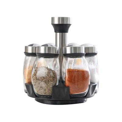 China Sustainable Customizable Kitchen Supplies Rotate Base 7 Piece Bottle Seasoning Boxes Seasoning Bottle Spice Bottle Set en venta