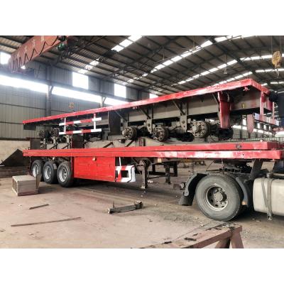 China Chinese Cheap Truck Trailer 3 Axles 40 Ton 12 Tires Used Truck Trailers For Sale for sale