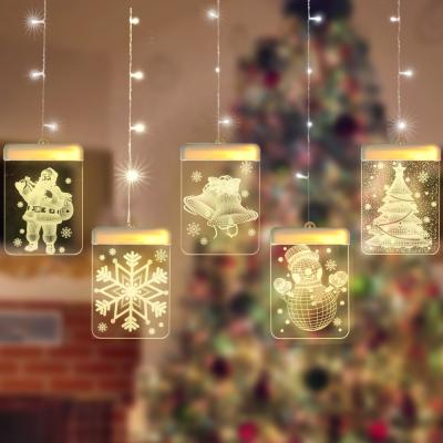 China Indoor Outdoor Hanging Laser PVC Christmas Decoration Light String 3D Lamp Star Snowflake Lights for sale