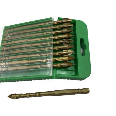 China Multifunctional Drill Rotary Tools Hex Shank Cross Tip Drill Bit Tins Diamond Core Coated Drill Bit For Porcelain Tile for sale