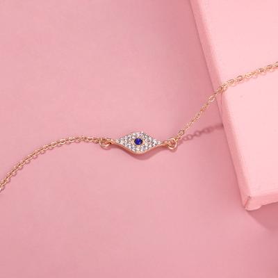 China TREDDY Summer Custom Oil Drop Turkey Bracelet Silver Plated Simple Blue Evil Eyes Anklet Chain For Women for sale