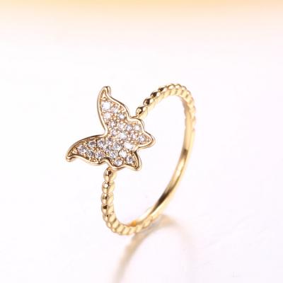 China 2021 Ladies Jewelry Adjustable Crystal Fashion Women Rings For Finger Zircon Butterfly Adjustable for sale