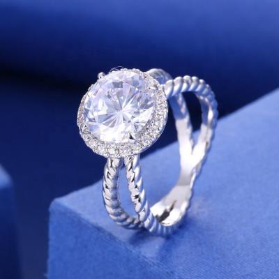 China 2019 hot sale white gold zircon ring brass engagement band ring for couples for sale