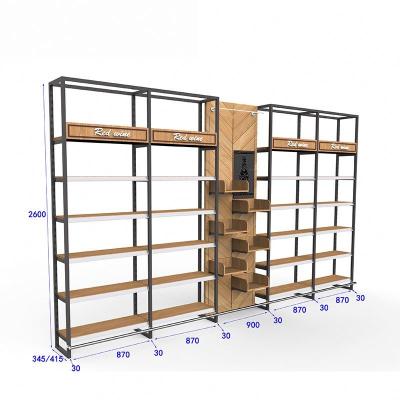 China High Quality Wooden Wine Cases Display Custom Logo Wine Shelf Display Liquor Store Store Display Customized for sale