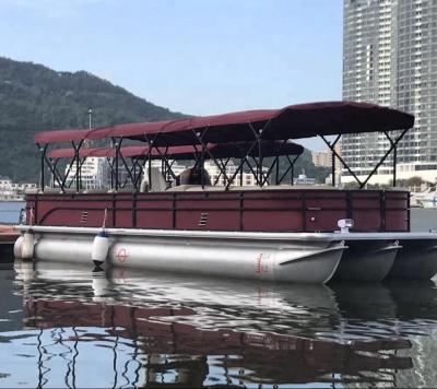 China Aluminum Passenger Solar Aluminum Catamaran Pontoon Boat Pontoon Water Taxi Boat Without Motor Power By Electric Motor for sale